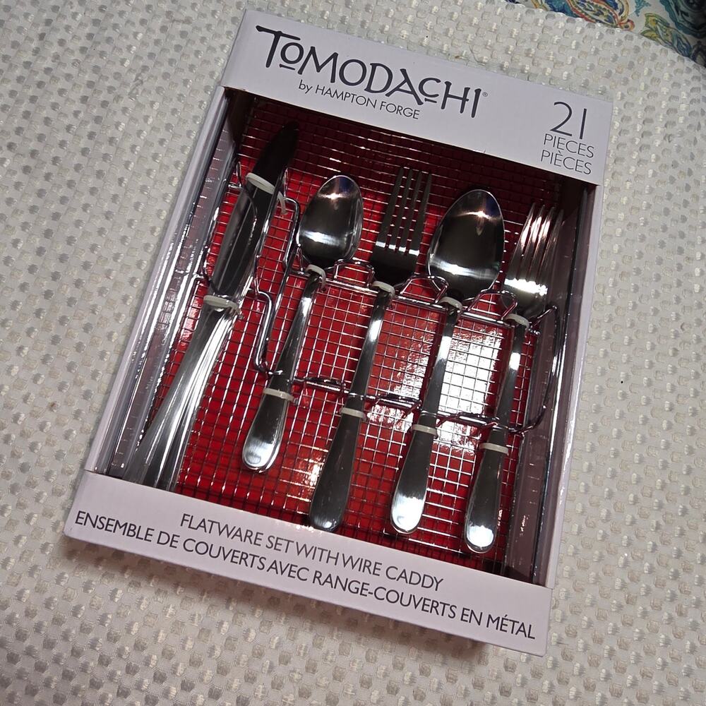 HAMPTON FORGE TOMODACHI 21 PC STAINLESS FLATWARE SET